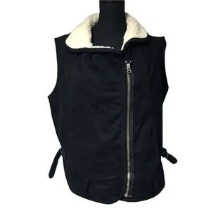 NSF Black Sherpa Lined Moto Vest size s small